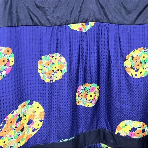 Mauve Anthropologie 100% Silk Purple Tiered Abstract Midi Boho Dress Women’s 12 - Picture 6 of 9